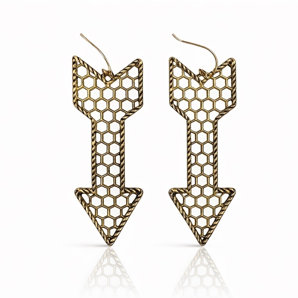 New | Vintage Style Gold Arrow Shaped Earrings